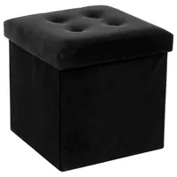 Rozkládací pouf s úložným prostorem, podnožka, nádoba s víkem - 2 v 1, černá