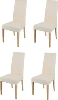 t m c s Tommychairs - 4er Set Moderne Stühle CHIARA für Küche und Esszimmer, robuste Struktur aus lackiertem Buchenholz Farbe Naturfarben, gepolstert und mit  Stoff in der Farbe Elfenbein bezogen