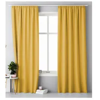 JEMIDI Vorhang blickdicht 140x250cm - Gardine mit Kräuselband Universalband - 100% Polyester Schal lang für Wohnzimmer Schlafzimmer - senf gelb