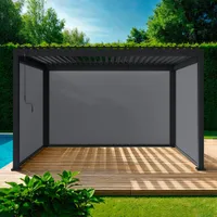 sweeek - Bioklimatische Pergola Triomphe 3x4m + 2 Markisen 3m + 1 Markise 4m - Anthrazit