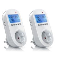 BEARWARE 2x Steckdosen Thermostat für Heiz & Klimageräte Individuell programmierbar / LCD-Display