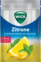 WICK Zitrone zuckerfreie Halsbonbons mit natürlichem Menthol 72g