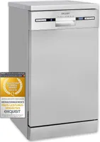 Exquisit Geschirrspüler GSP9309-030E silber | Spülmaschine 45 cm | Maßgedecke: 9 Restlaufzeiten Anzeige | Standgerät