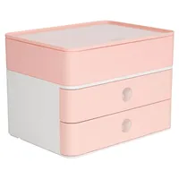 HAN 1100-86 SMART-BOX PLUS ALLISON szuflada z pojemnikiem na przybory kuchenne - możliwość sztaplowania, 2 szuflady, śnieżnobiały/róż flamingo