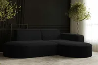 Sofa w kształcie L MODENA narożnik tkanina Verita Czarny prawy