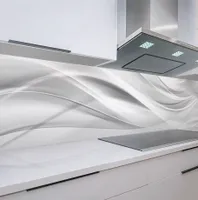 Küchenrückwand Silver Waves 60x400 cm, robuste ABS-Kunststoff Platte Monolith mit Direktdruck