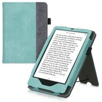 kwmobile Hülle kompatibel mit Amazon Kindle Paperwhite 11. Generation 2021 Hülle - Flip Case mit Handschlaufe - Kunstleder Cover - Mintgrün Dunkelgrau