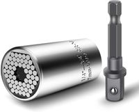 Steckschlüssel Universal Nuss Steckschlüssel Gator Grip 7-19mm Universalschlüssel nüsse Multi Funktions Handwerkzeuge Reparatur (7-19mm mit Adapter)