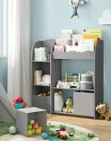 SONGMICS Bücherregal Kinder, Kinderregal für Spielzeug und Bücher, Aufbewahrung mit 2 Boxen, für Spielzimmer, Kinderzimmer, Wohnzimmer, taubengrau