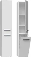 Hoher Badezimmerschrank mit Korb ATSO – weiß matt