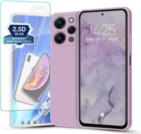 Hülle für Xiaomi Redmi 12 mit 9H Displayglas Displayschutz Plus Case Cover Bumper Silikon Softgrip Schutzhülle Farbe: Lila