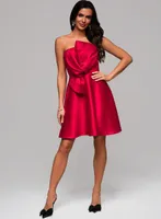Ombre Elegantes rosa Cocktailkleid mit Schleifendetail rot XS
