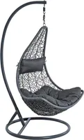 Hängesessel Polyrattan Hängekorb mit Gestell Hängestuhl Hängeschaukel anthrazit