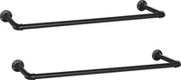 Rootz Kleiderständer – 2er-Set – Wandmontage – 2 Stangen – Schwarz – Metall – 92 x 30 x 7,5 cm