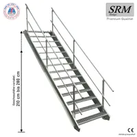 14 Stufen Stahltreppe beidseitig. Geländer Breite 100cm Geschosshöhe 210-280cm