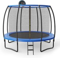 GOPLUS 305cm Trampolin mit Netz, bis 150 kg, Gartentrampolin mit Basketballkorb & Basketball, Sicherheitsnetz aus 130g/m2 PE & Sicherheitsmatte 380g/m2 PVC