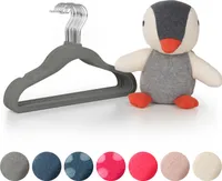 Blumtal 30er-Set Kleiderbügel für Kinder mit Samtbezug - Kinderkleiderbügel platzsparend, Baby Kleiderbügel samt für Kinderkleidung und Babykleidung, 360° drehbar, Grau