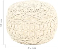 vidaXL Makramee Sitzpuff Handgefertigt 45x30 cm Baumwolle