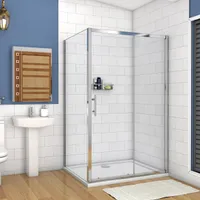 100x190cm ESG-Glas Schiebtür Gleittür Dusche Duschkabine Duschabtrennung Duschwand sliding