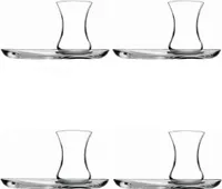Pasabahce Incebelli Teeset - 4-teilig , 2 Teeglas und 2 Untertasse, 125 ml