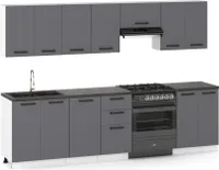 Küchenzeile Küchenblock moderne Küchenmöbel-Set Möbelsets 280 cm Graphit