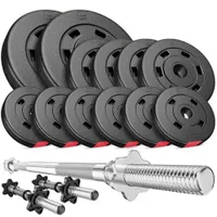 Hop-sport Sada činek 38kg | Činkový set s hřídeli a rovnou tyčí | Nastavitelné činky