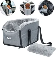 Hundesitz Auto kleine Hunde - waschbarer Hunde Autositz mit Aufbewahrungstaschen, ansteckbarer Sicherheitsleine und verdickter Memory Schaum Füllung, 45x22x25cm