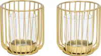 2er Set Teelichthalter Gold Metall Glas Windlicht Kerzenhalter Tischdeko Kerze