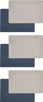 6er Set Platzmatte Kunstleder 45 x 30 cm Navy & Grau Wendbar Tischsets Untersetzer Rechteckig Tischmatten Platzsets
