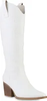 VAN HILL Damen Cowboystiefel Stiefel Spitze Stickereien Western Schuhe 841572, Farbe: Weiß, Größe: 37