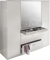 Aachen Drehtürenschrank mit Spiegel 4-türig 135 cm Weiß