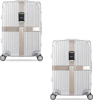 2x Kreuz Kofferband Koffergurt, Farbe:Beige