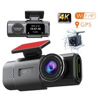 Dashcam Auto Vorne Hinten 4K Mit GPS WiFi Auto Kamera,App-Steuerung Autokamera，170°Ultraweitwinkel,Mini 1.3Zoll,Nachtsicht WDR,G-Sensor,Loop-Aufnahm