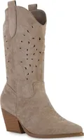 VAN HILL Damen Cowboystiefel Stiefel Stickereien Schuhe 840054, Farbe: Khaki Velours, Größe: 38