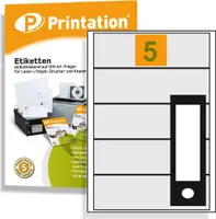 Ordnerrücken Etiketten 190 x 58 mm selbstklebend weiß 500 Ordneretiketten auf 100 DIN A4 Bogen 1x5 Labels 190x58