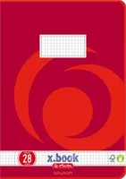 Herlitz Schulheft x.book DIN A4, Lineatur 28, 16 Blatt kariert mit 2 Rändern