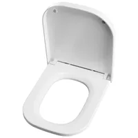Wc Sitz mit Absenkautomatik Toilettendeckel Klodeckel Duroplast Eckige D-Form mit Quick-Release-Funktion Weiß