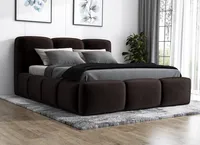 Polsterbett STERN 160x200 mit Matratze und Bettkasten. Farbe: Dunkelbraun.