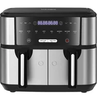 KDF-5515 Dual Zone Heißluftfritteuse Doppelkammer 10L - Heissluftfritteuse XXL Doppelt mit 8 Programmen,2600W Friteuse Heissluft ohne Öl