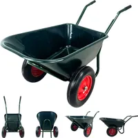 2 Rad Schubkarre 100l 160 kg Gartenkarre mit Vollgummi Rädern und Kunstoffwanne
