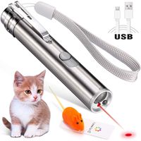 Laserpointer für Katzen USB wiederaufladbar, Cat Dog Interactive Lazer Toy, Heimtier-Übungs-Chaser-Tool, 3-Modus,Taschenlampen