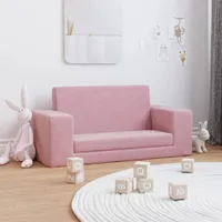 Kinder-Schlafsofa 2-Sitzer Rosa Weicher Plüsch 357033