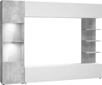 MIRJAN24 Wohnwand Lazando, Stilvoll Wohnzimmer-Set, Schrankwand, Praktisch Mediawand, TV-Schrank (Farbe: Weiß / Beton, mit weißer LED Beleuchtung)