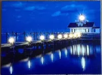 LED Leinwandbild Seebrücke Beleuchtung 38x28