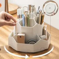 Drehbarer Stiftehalter, Kosmetik organizer 9 Fächer, große Kapazität 360° drehbar (weiß)