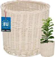 KOTARBAU® Weidenkorb zum Bepflanzen Weiß Höhe 26 cm ⌀ 28 cm Übertopf Korb aus Weide Pflanzkorb geflochten Pflanzkörbe Outdoor Korbübertöpfe für Balkon Blumentopf geflochten