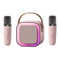 Karaoke Mikrofon Bluetooth für Kinder erwachsene, mit BT Lautsprecher, RGB-Beleuchtung, erweiterbar 64G-TF-Karte, Aux-Überwachung, Kompatibel mit PC Smartphone Tablets Fernsehen usw.  - 1 Paar Pink