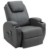 Massagesessel 360° drehbar Relaxsessel Wärmefunktion Fernsehsessel Liegefunktion TV Sessel Polstersessel Grau