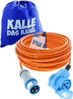 KALLE DAS KABEL CEE Verlängerungskabel PUR H07BQ-F 3G 2,5 mm² 25 Meter 230V 16A mit Winkelkupplung Signal-ORANGE IP44 Polyurethankabel Campingkabel Campingverlängerung Stromkabel PUR-Kabel