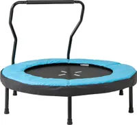COSTWAY Ø102cm detská trampolína, fitness trampolína s odnímateľnou rukoväťou, mini trampolína do 100 kg, záhradná trampolína pre deti od 3 do 6 rokov, modrá